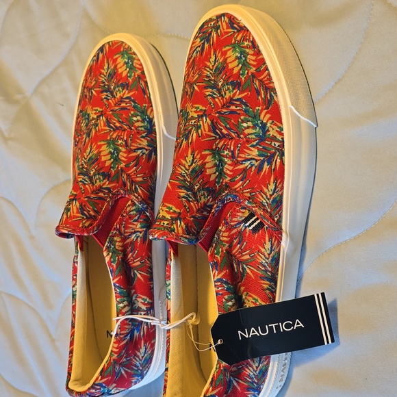 Men's Nautica brand Candler Slip on Sneaker.  Color is red palm.  New. - Picture 1 of 12